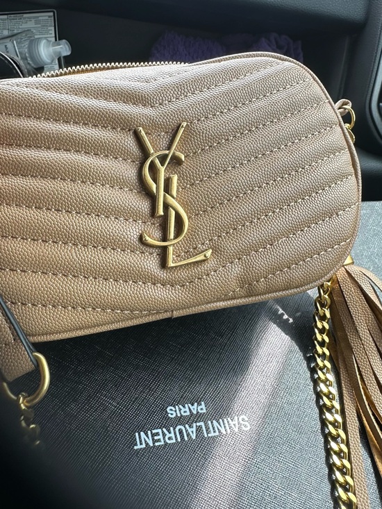Saint Laurent Handbags - Saint Laurent Beige Quilted Camera Crossbody with Gold Hardware